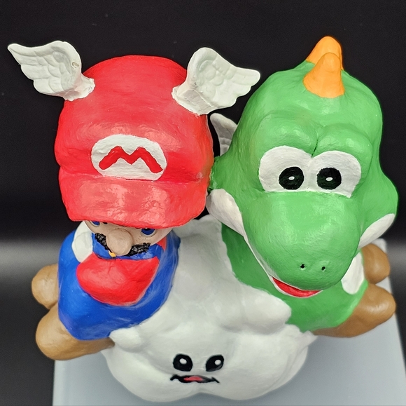 Mario and Yoshi Inspired Altered Precious Moments - OOAK - Picture 5 of 7